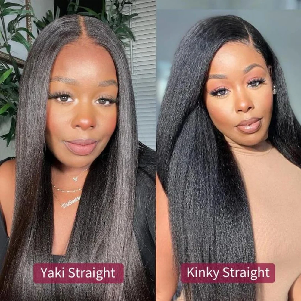 40Inches Kinky Straight Put On And Go Human Hair Wig 4C Yaki Straight 13x4 HD Glueless Lace Frontal Wigs for Women Pre Plucked 3