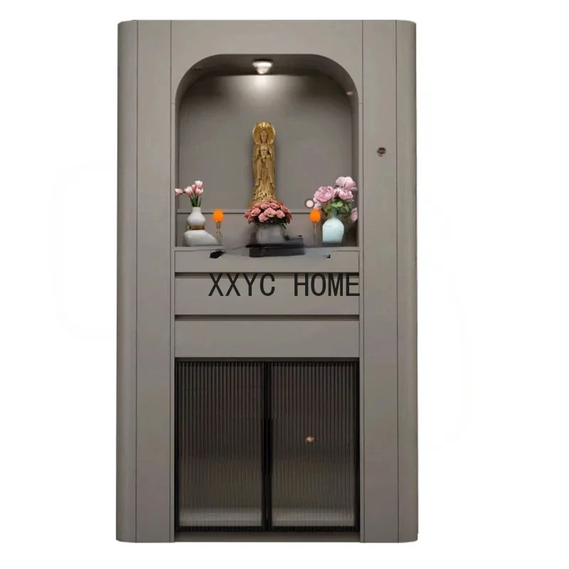 

Китайский буддийский нишевой шкаф для одежды с дверью, современный алтарь, алтарь из массива дерева, буддийский храм, семья