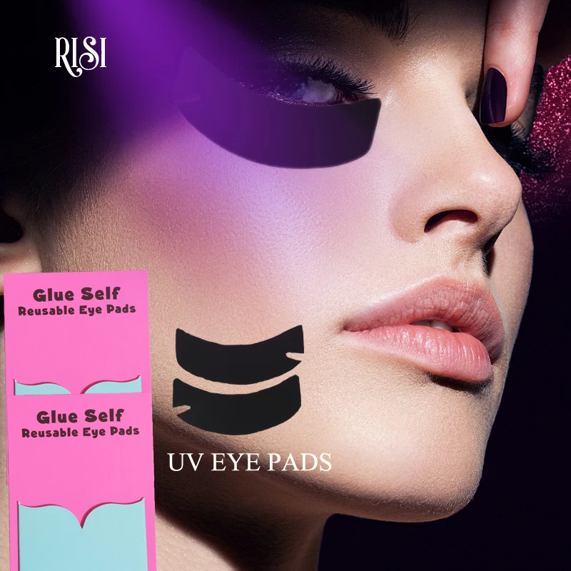 

RISI Eyelash Extension Eye Patches Under Eye Hot UV Blocking Eye Patch Silicone Reusbale UV Patch Black Eye Pads For Lashes UV