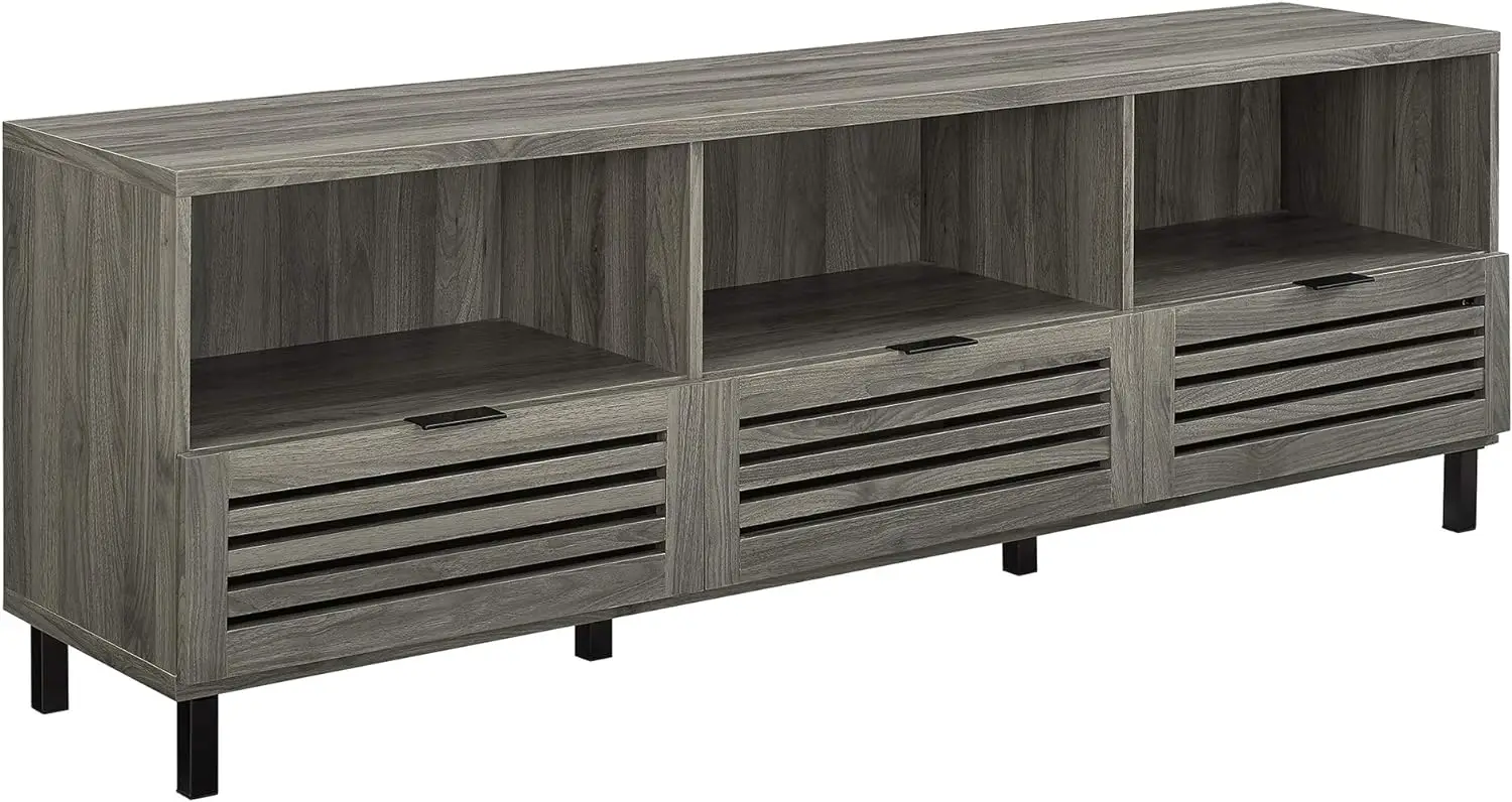 

Walker Edison Modern Slatted Wood TV Stand for TV's up to 80" Universal TV Stand for Flat Screen Living Room Storage Cabinets