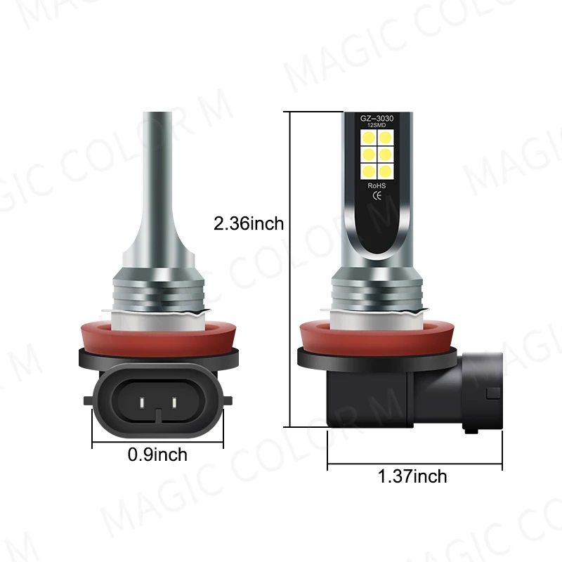 2Pcs H11 LED Bulb Car CSP Fog Headlight Lamp Super Bright Day
