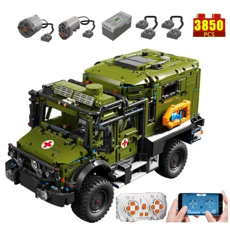 

NEW T4032 Technical Military Ambulance Off-Road Car APP Remote Control Open Country Vehicle MOC Bricks Toys For Kids Gifts