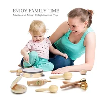 Children Musical Instrument Toys Montessori Natural Wooden Drum Harmonica Orff Instrument Kindergarten Music Play Learning Toys 2