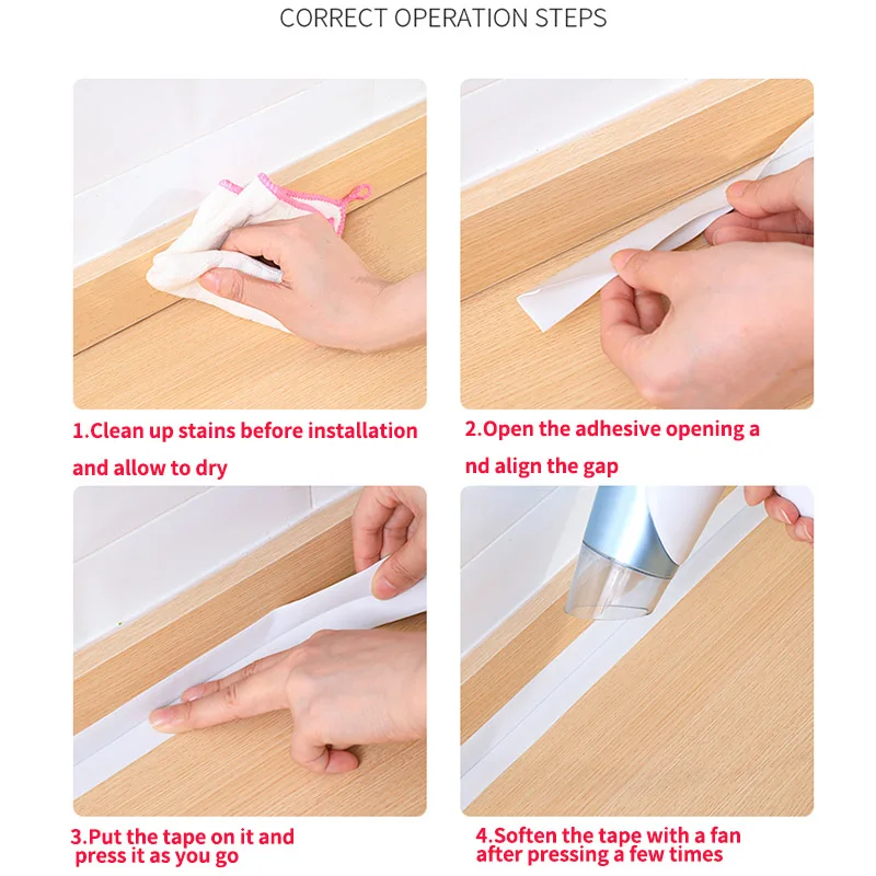 2021 New Bathroom Kitchen Shower Sink Bath Sealing Strip Tape Caulk Strip Self Adhesive Waterproof Wall Sticker Sink Edge Tape