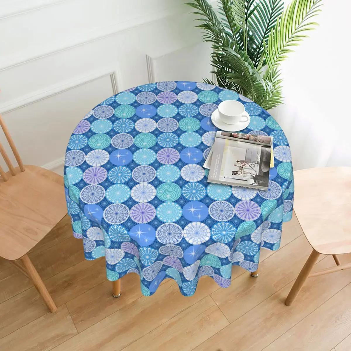

Blue Mandala Tablecloths Living Room Table Decoration Fabric Round Tablecloth