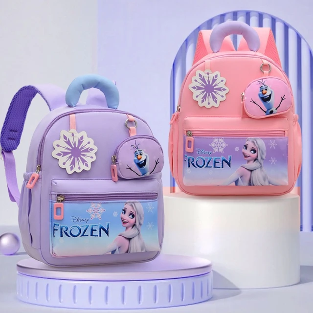 Disney Elsa Marvel Spider-Man Kids Backpack Cute Cartoon Kindergarten School Bag for Boys Girls Lightweight Student Shoulder Bag