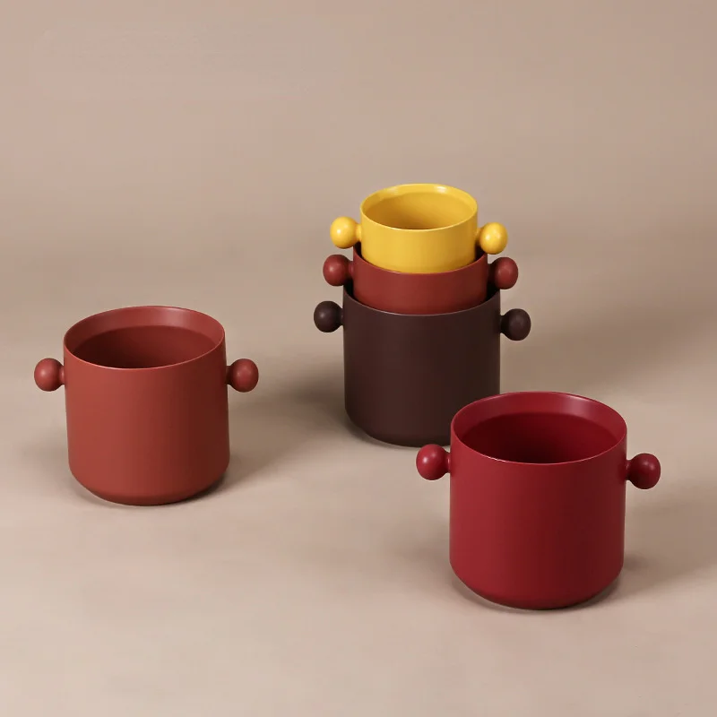 

Home Macaron Double Ear Ceramic Decorative Fruit Plate Utensils Home Model Room Decorative Flower Pots