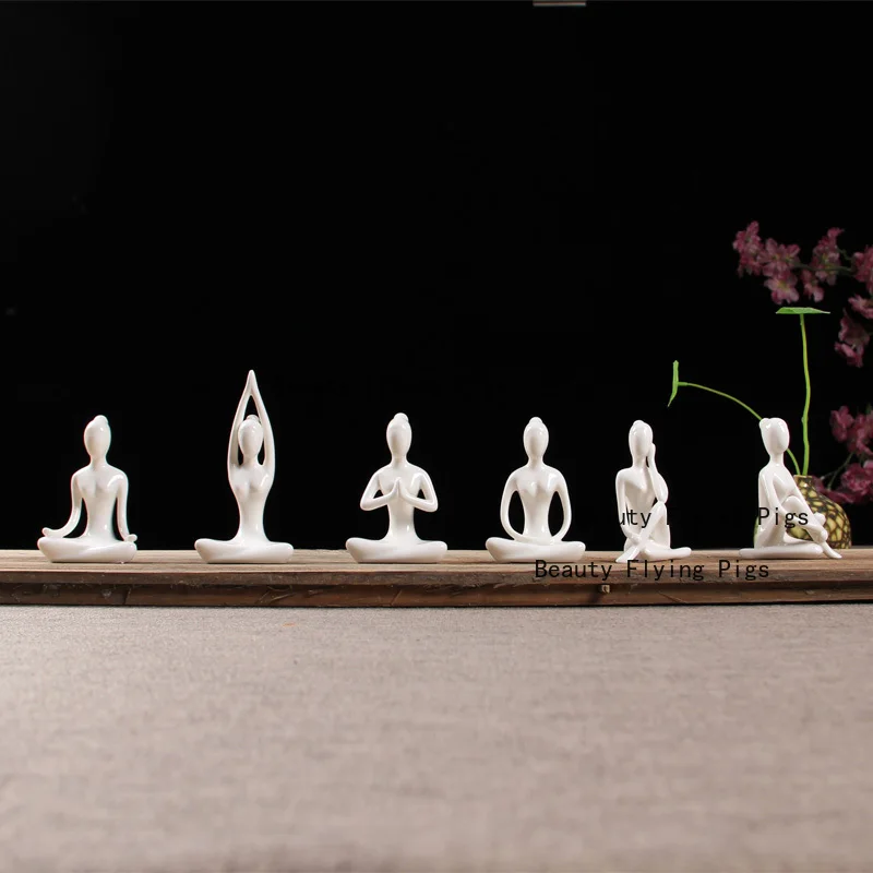 Ceramic Creative Tea Pet Yoga Immersive Zen Girl Ornament Home Simplicity Character Cabinet Decoration