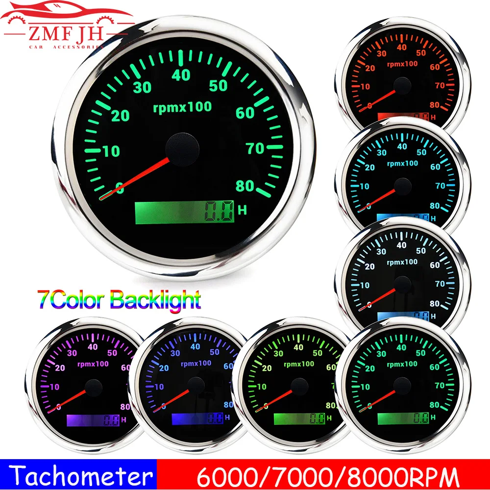 KAOLALI 4000 RPM Tachometer Waterproof AUTO Digital Tacho Gauge with Red Backlight 85mm 9-32V for Car Boat Motorcycle 