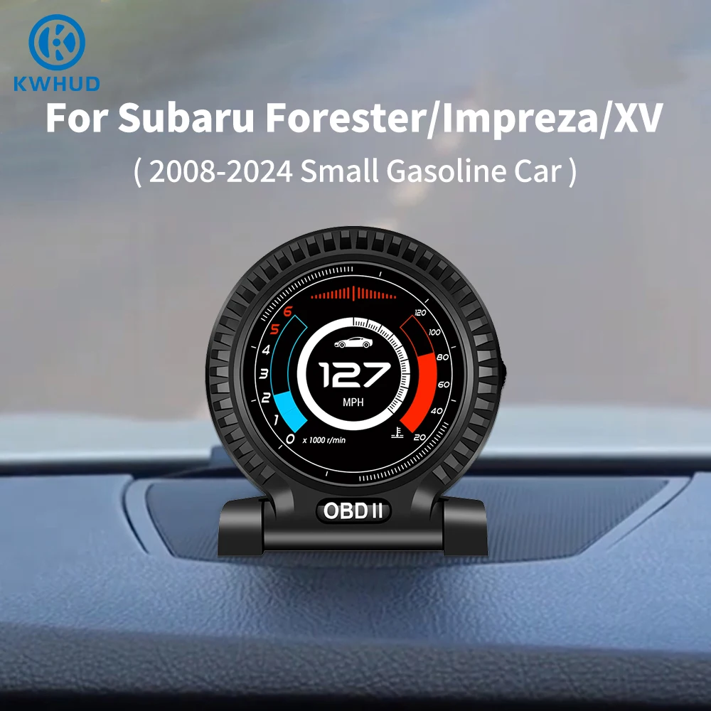 

KWHUD HUD OBD2 Head Up Display Car Speedometer RPM Water/Oil Temperature Meter for Subaru Forester/Impreza/XV 2008-2024 Gasoline