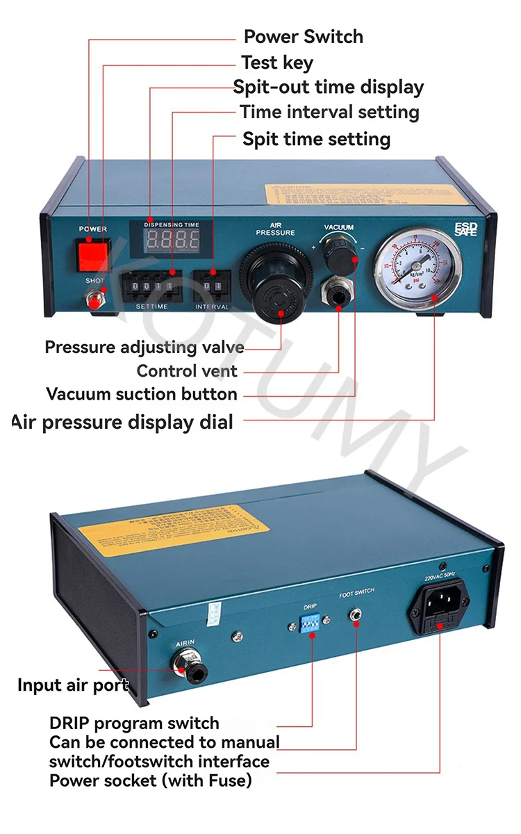 Description Picture 4 of item110V/220V Manual Pedal Glue Dispenser Epoxy Resin Automatic Glue Injection Machine Automatic Dispensing Machine BY-983A