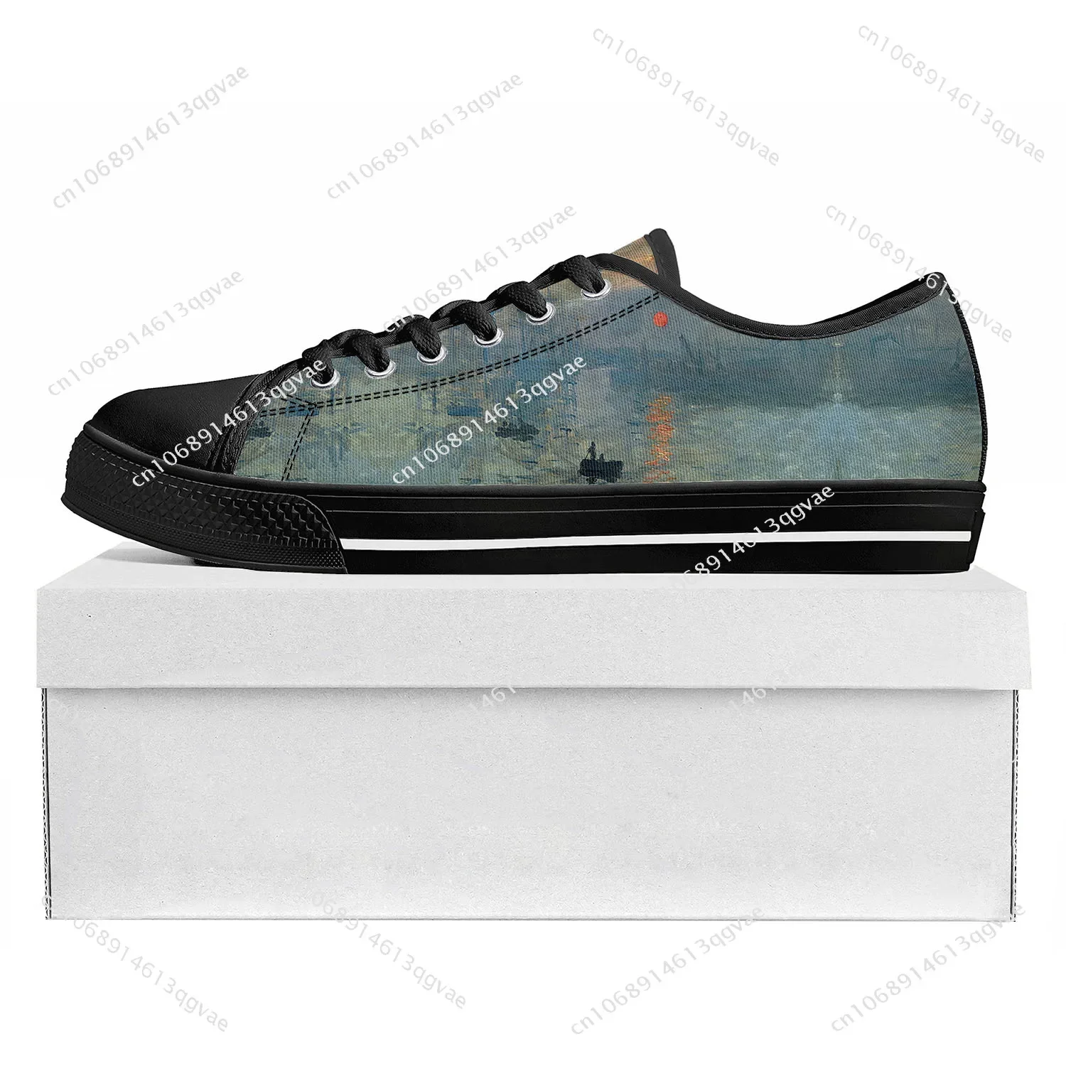 Claude Monet Impression Sunrise Low Top Sneakers Womens Mens Teenager High Quality Sneaker Canvas Custom Shoes Customize Shoe