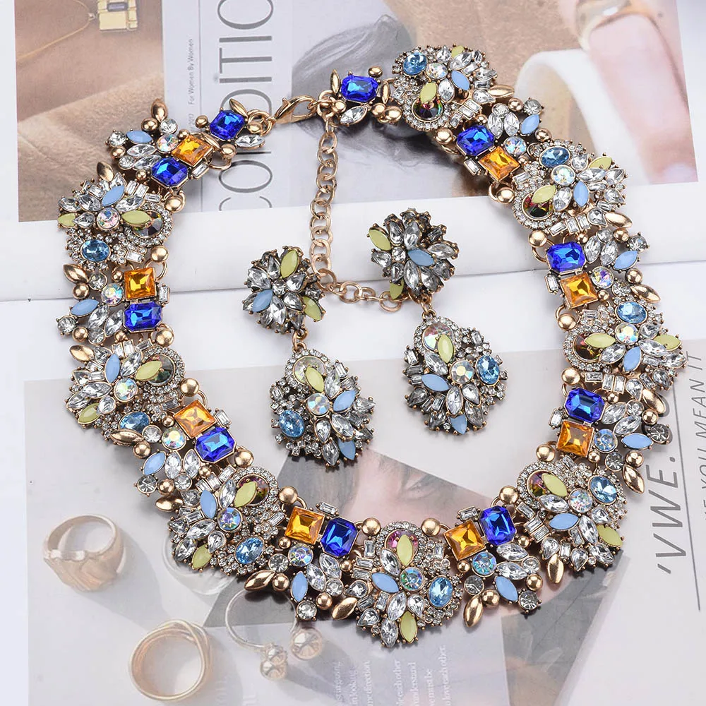 Set Necklace Earrings Wedding | Rhinestone Jewelry Sets Accessories -  Fashion Women - Aliexpress