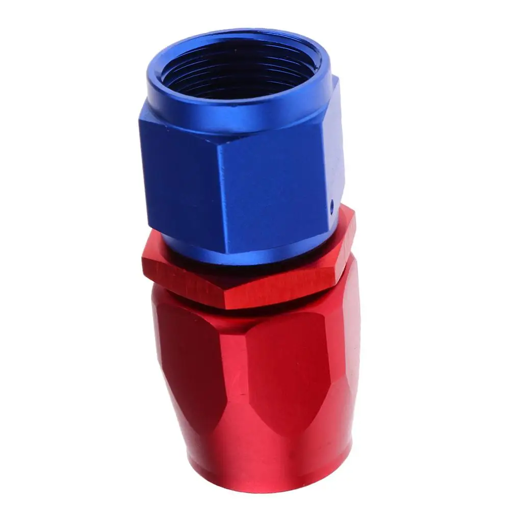 Aluminum Straight Swivel Fuel Oil Gas Line Hose End Fitting Adaptor Blue+Red