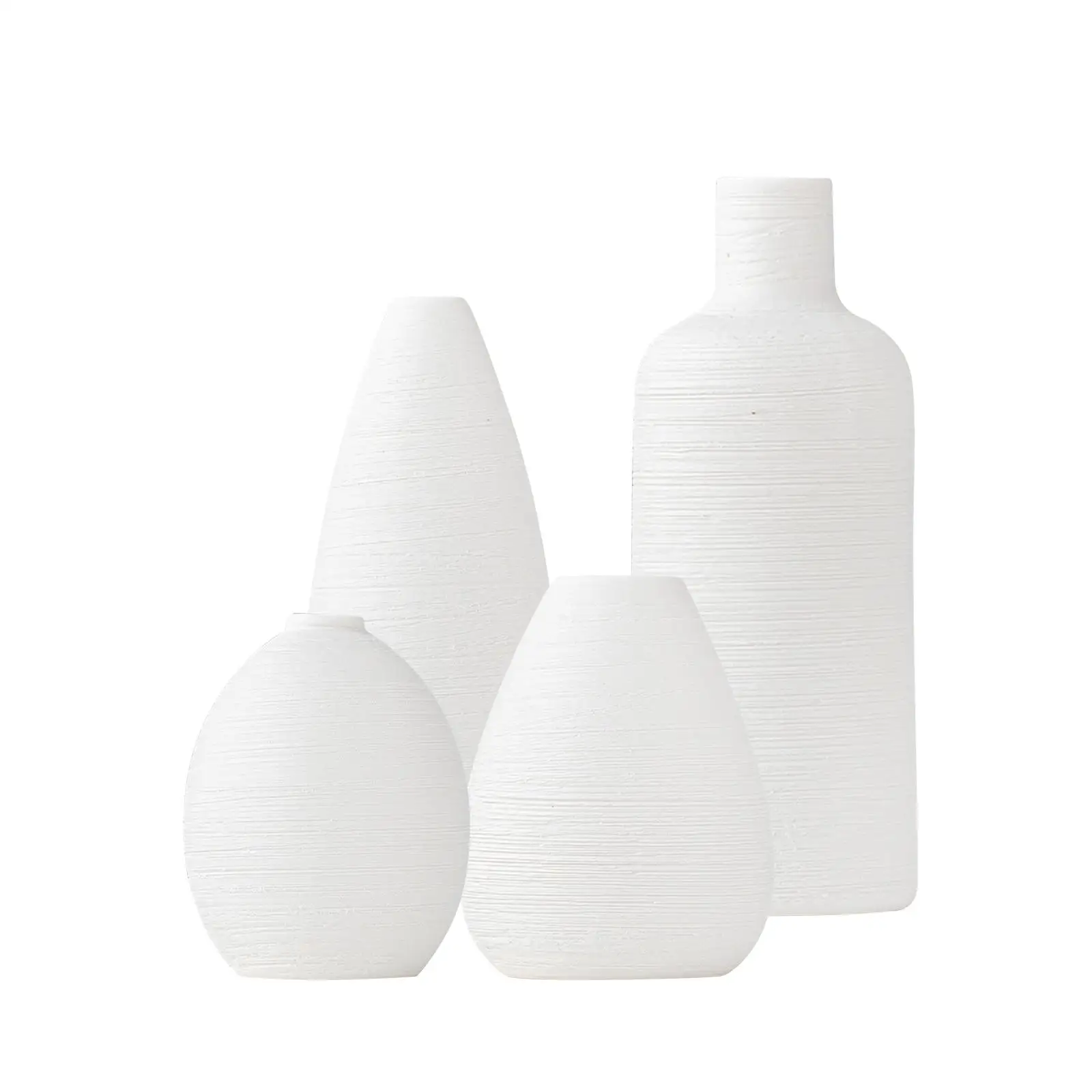 4x Minimalist Flower Vases Decorative Geometric Centerpieces Ceramic Elegant Vases for Kitchen Desk Table Living Room Shelf