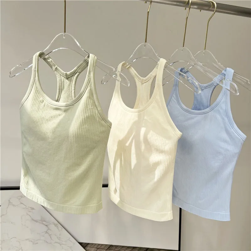Women Longline Inner Padded Racerback Crop Tank Tops Basic Lounge Slim Fit Workout Tops for Gym Yoga Fitness yoga top sports tank