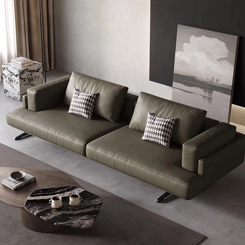 

Leather Modern Armchair Sofa Floor Nordic Style Relax Luxury Ergonomic Couch Green Reading Straight Divano Living Room Furniture