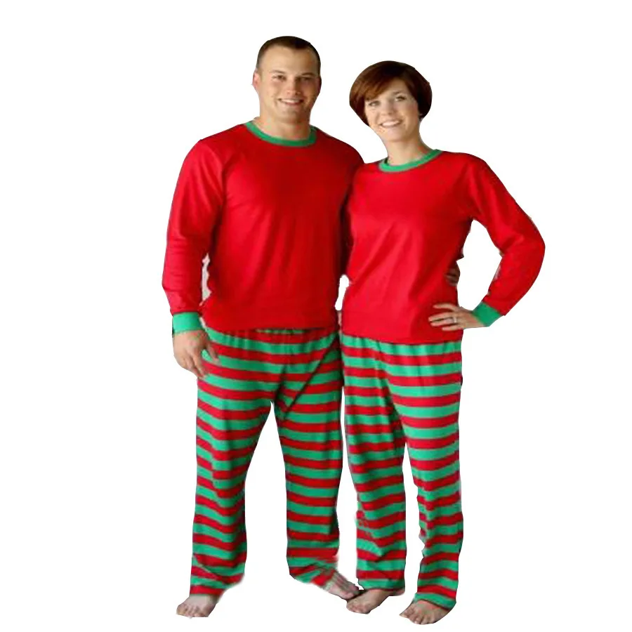 thumbnail image 5 of Conjunto de pijamas navideños 2024 con estampado de rayas para madre, padre e hijos, ropa de dormir informal suave de 2 piezas, atuendo de aspecto familiar navideño, 5 of 5