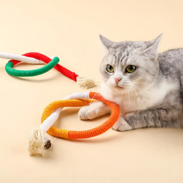 Cat Bite Rope Toy Grinding Teeth Durable Teasing Cat Rope Toy Cat Scratcher Ropes Toys Cotton Rope Bite-resistant Chewing Toy 3
