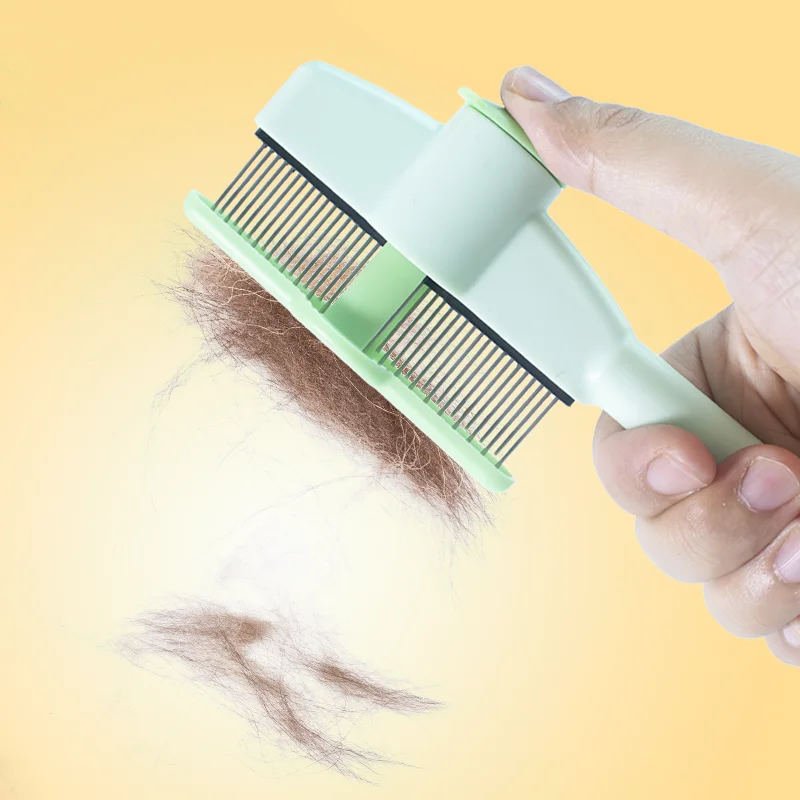 Dog Hair Remover Brush Press Remove Floating Hair Needle Comb Pet Cleaning Grooming Cat Brush Stainless Steel Comb Pet Supplies 5