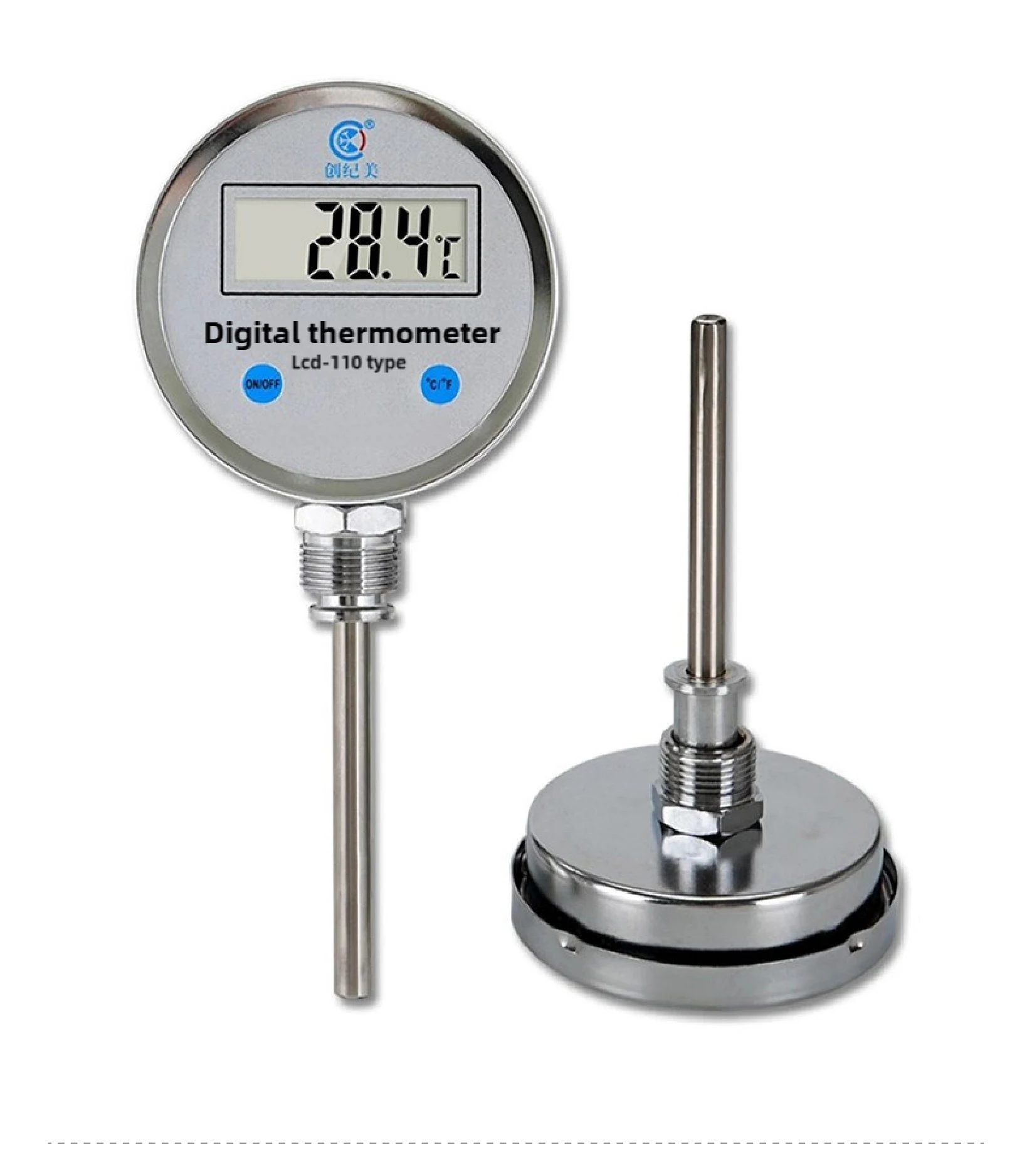 WSS-411 WSS-401 Bimetal Thermometer LCD Digital Industrial Stainless Steel Radia