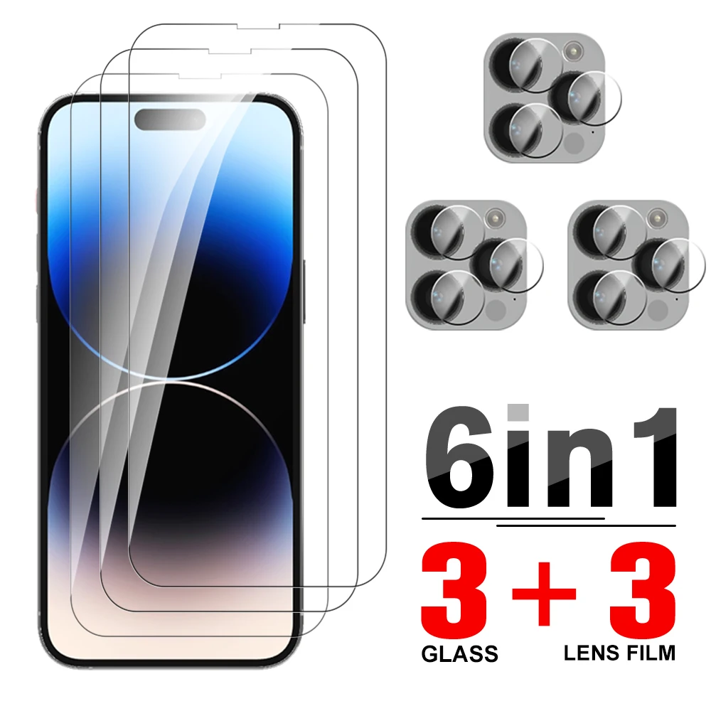 Custodia In Vetro Temperato 6 In1 Per Iphone 14 Pro Max Pellicola Protettiva Per Obiettivo Della Fotocamera Ipone 14 Plus Iphone 14 Promax 14Pro Prote