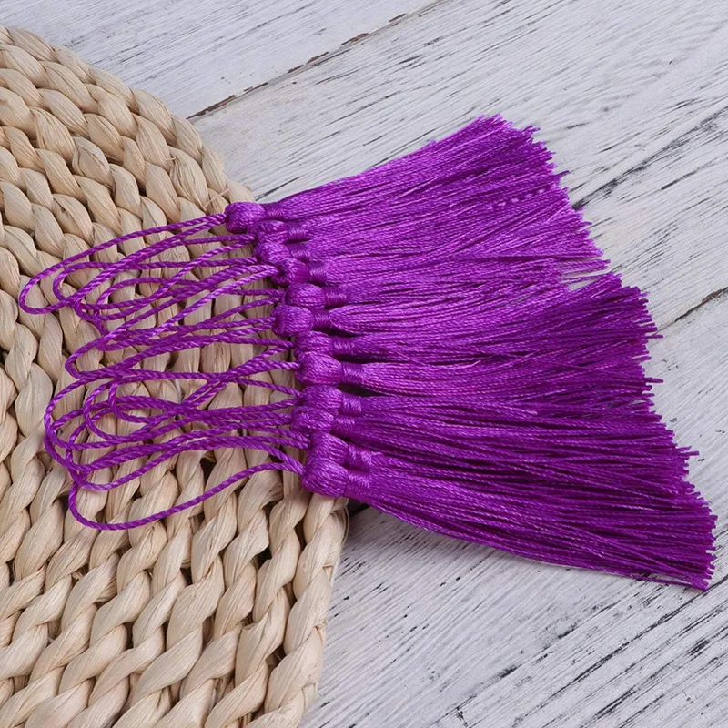 100Pcs Tassels 13cm Silky Floss Bookmark Tassels with Cord Loop Chinese Knot Tassel Fringe Jewelry Making DIY Craft Accessories