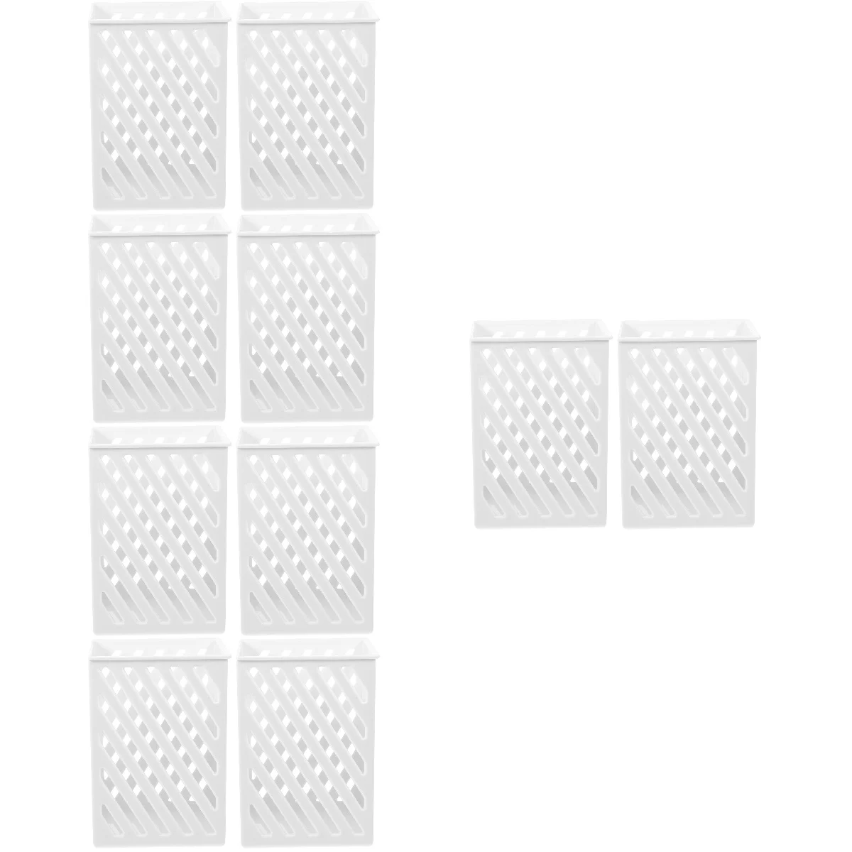 

10 Pcs Desk Pen Storage Box Student Office Organizer Adhesive Holder Abs Punch Free
