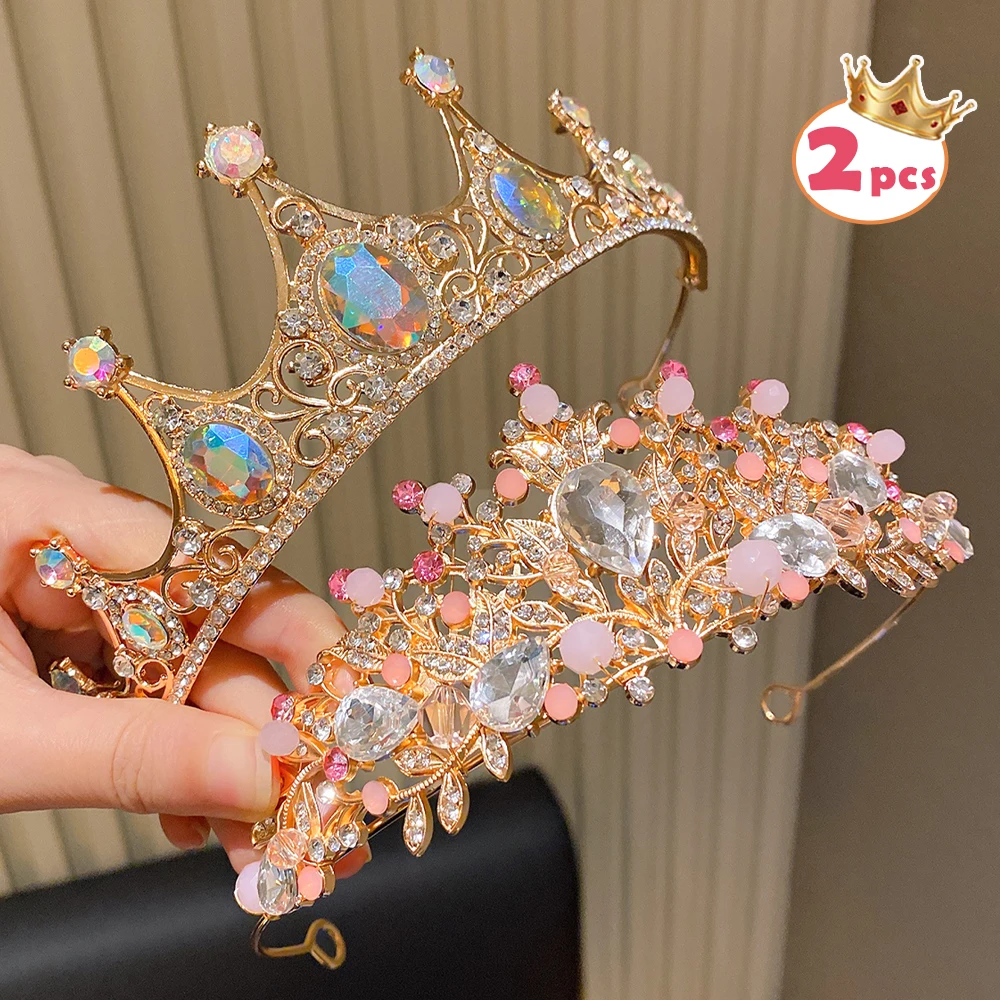 Elegant Mixed Color Princess Crowns - 2-Pack High-End Party and Gift Set with Fine Detailing