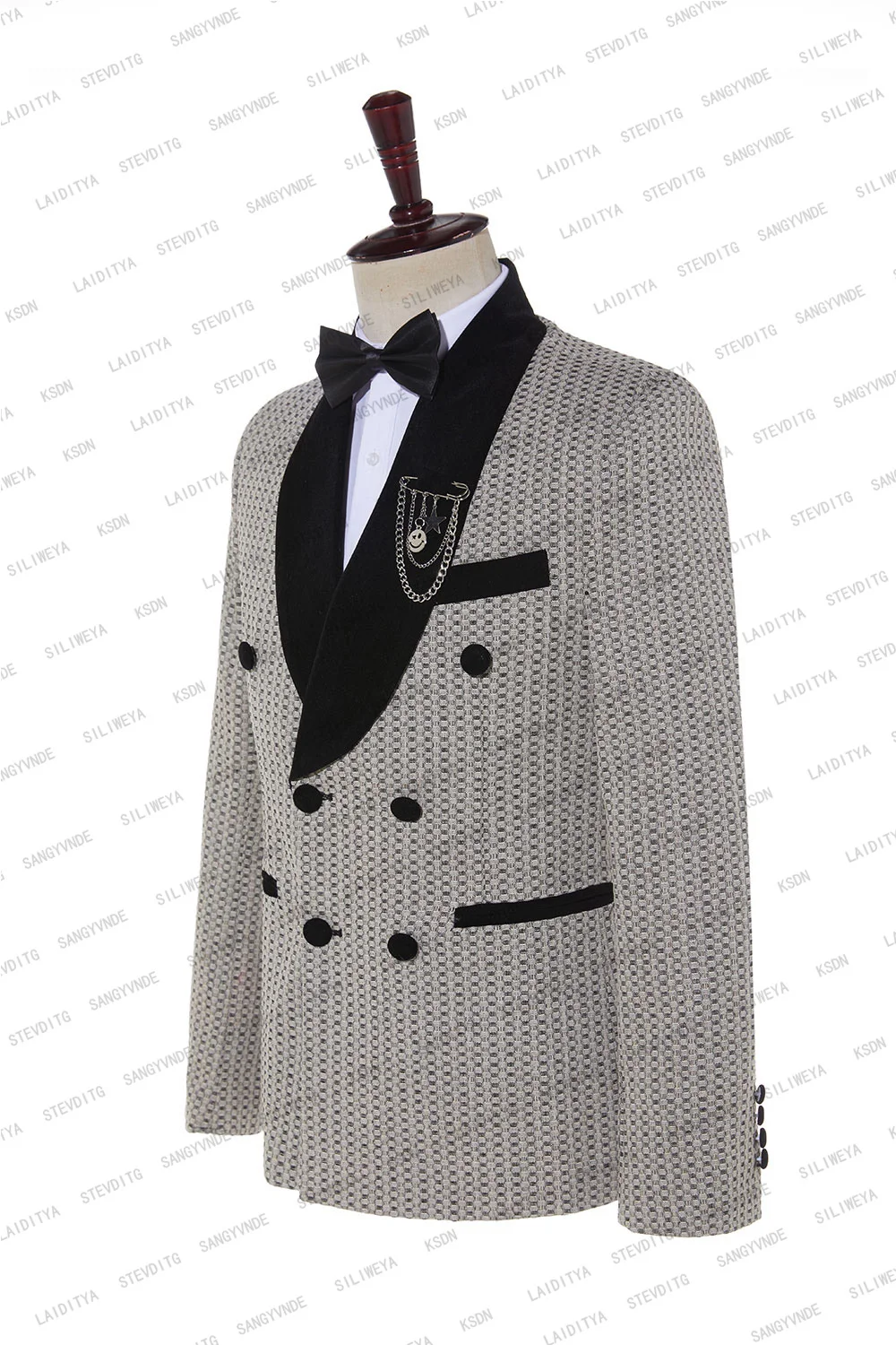 Men Suits 1 Piece Casual Business Khaki Black Double Breasted Shawl Lapel Suit Wedding Groom Prom Formal Blazers Jacket