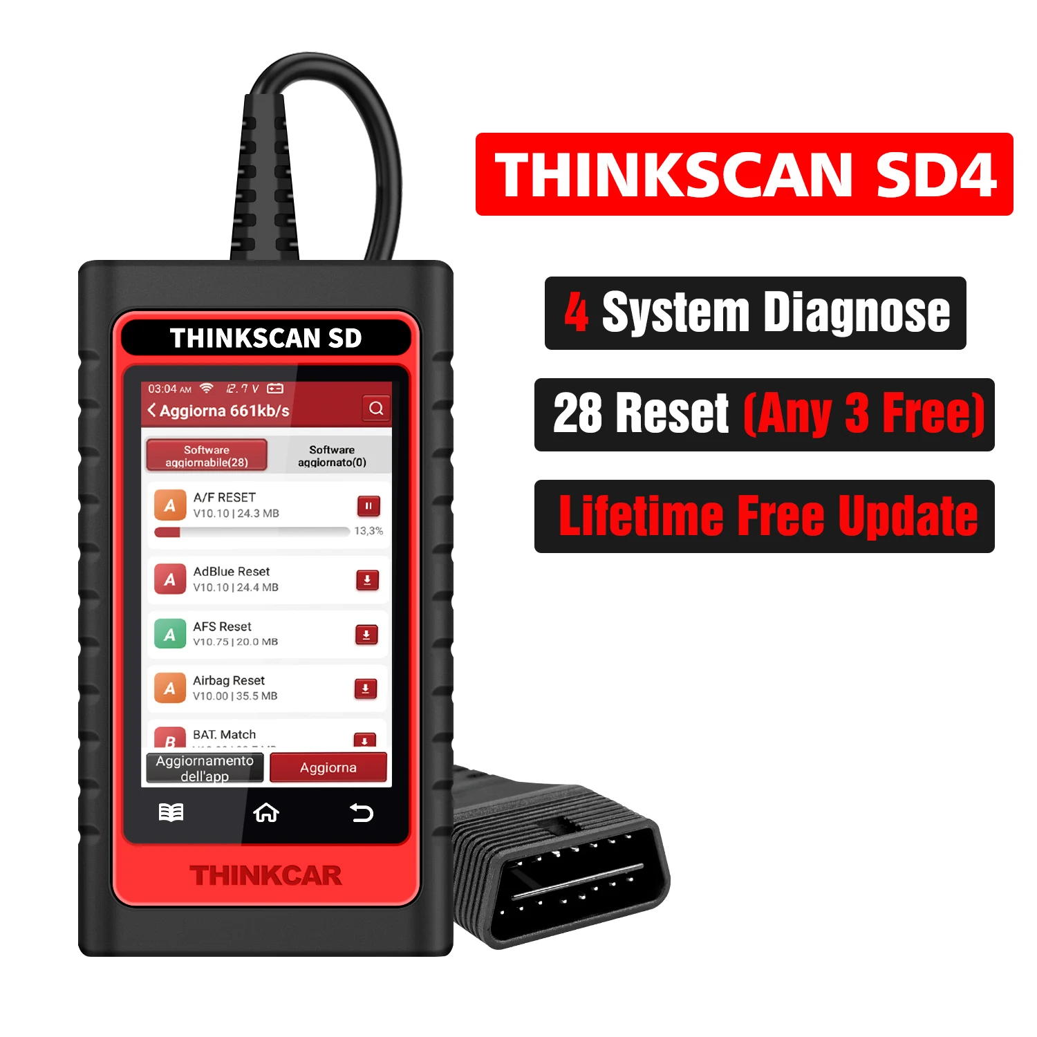 ThinkCar ThinkScan SD6 OBD2 Automotive Scanner Multi System Scan ABS SAS DPF A/F 28 Reset Professional Auto Car Diagnostic Tool auto inspection equipment Code Readers & Scanning Tools