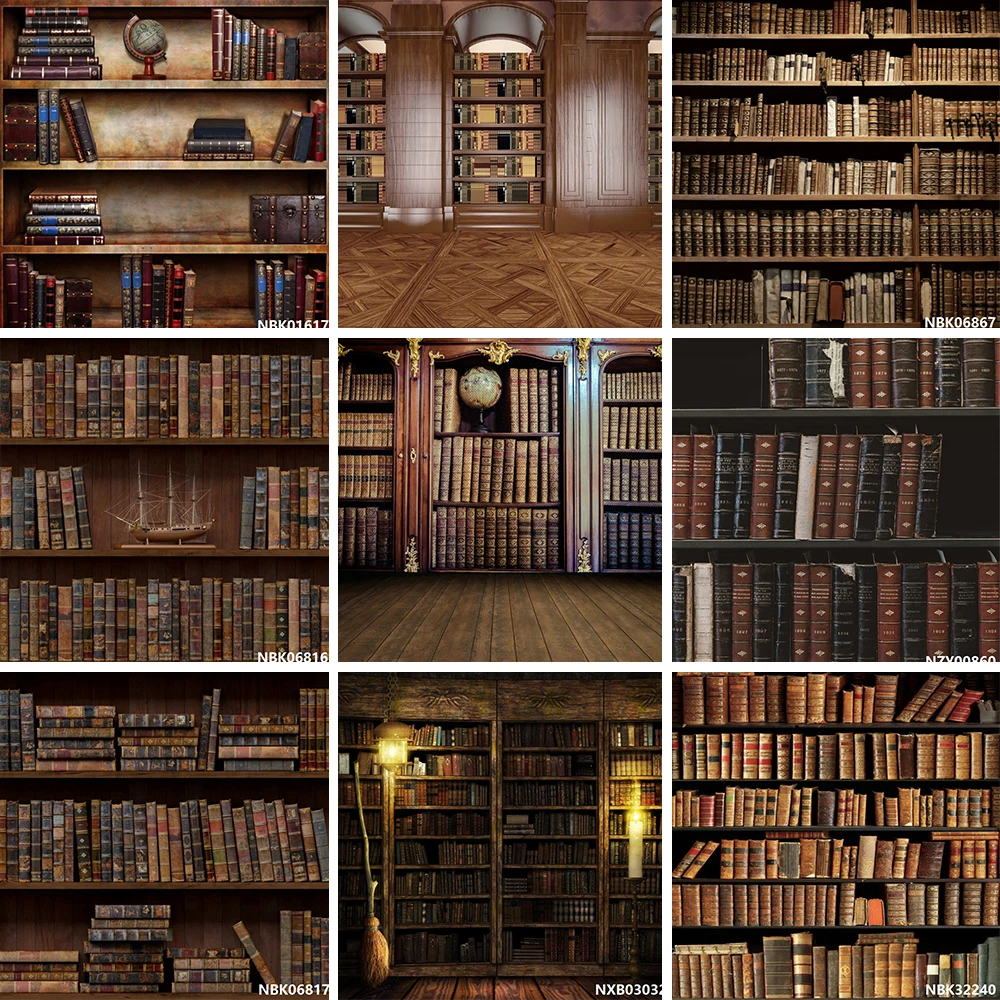 

Grunge Library Bookshelf Books Photography Backgrounds Photo Backdrops Study Room Decor Photophone Portrait Photozone Photocall