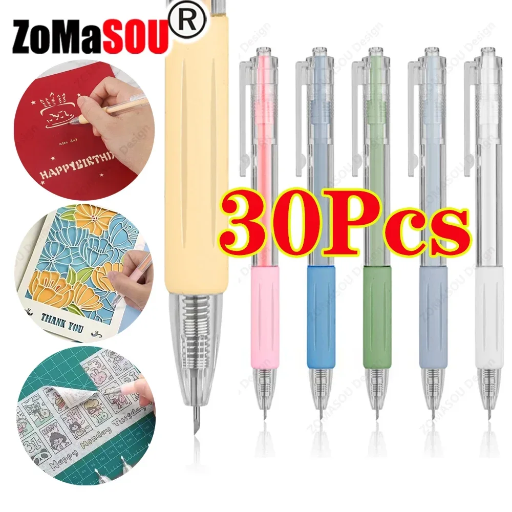 Paper Cutting Knife 1-60Pcs Paper Cut Knife Pen Art Utility Knife Scrapbooking Cutting Tool DIY 3D Cabin Sticker Tape Cutter Express Box