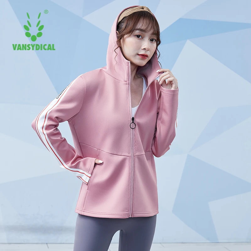 

Running Jacket Women Striped Zipper Long Sleeve Loose Hooded Sports Active Wear for Women Gym Clothing Casual Jersey Fitness Top