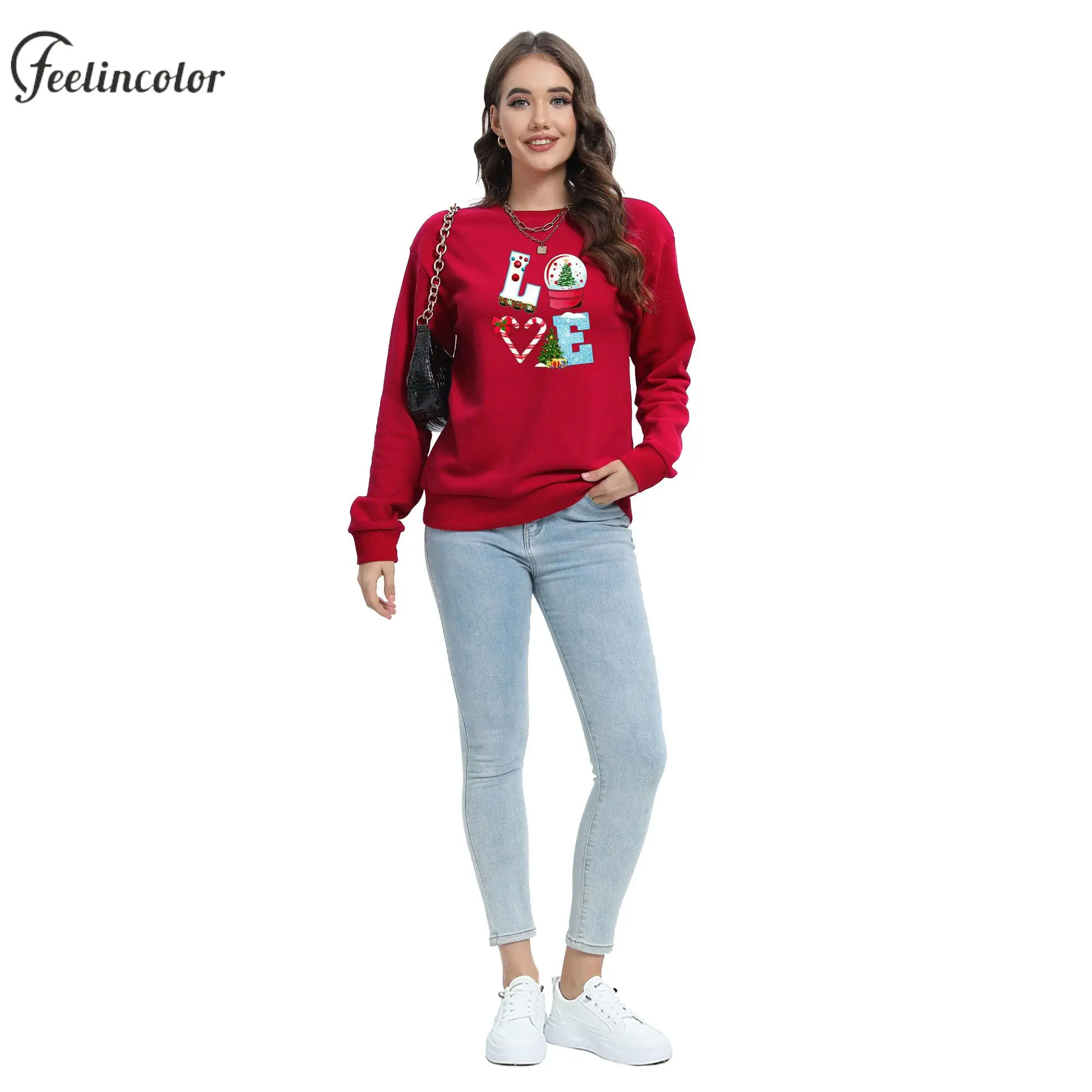 Vintage Christmas Sweatshirt Autumn Tracksuit Xmas Green New Year Adult Pullover Unisex Crewneck Carnival Female Clothing