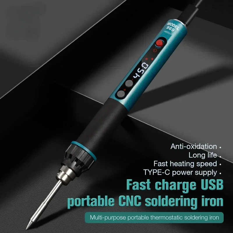 CXG969 휴대용 납땜 인두, USB 전원 공급 장치, 일정한 온도, CNC 수면 용접 수리, 디지털 조정 가능 전기 인두