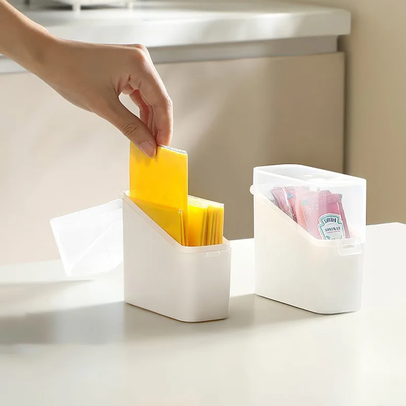 Houseeker Refrigerator Organizer Case Tea Bags Storage Cheese Coffee Holder Bins Clear Kitchen Sorting Organizing Box