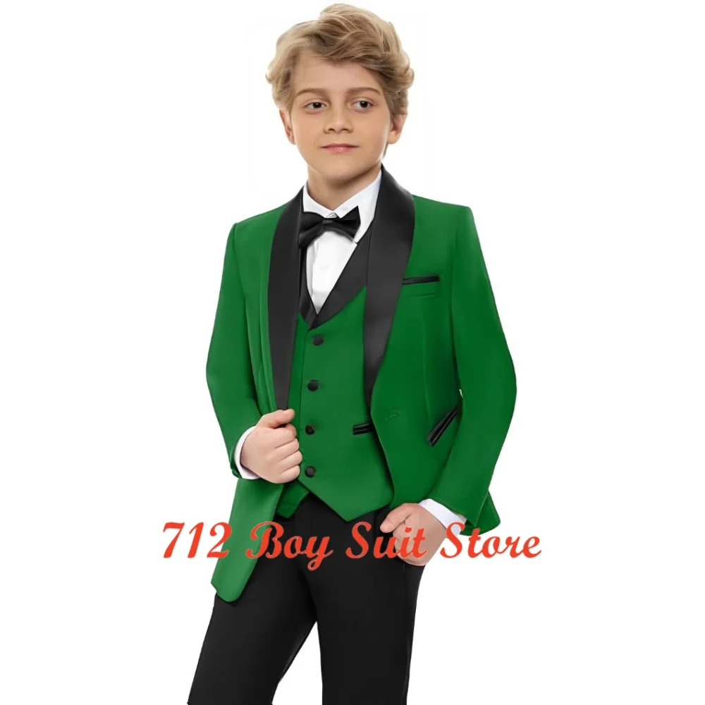 Boys Suit 3 Piece Set Wedding Tuxedo Kids Shawl Collar Jacket Pants Formal Blazer Fashion Clothes