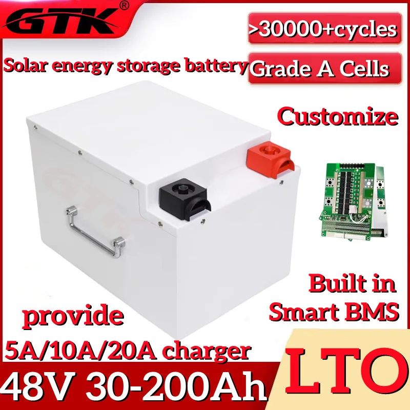 

GTK 22S 48V LTO 200Ah 30Ah 40AH 80Ah 100Ah 120Ah 150Ah 180Ah Lithium Titanate Battery for 5KW Solar System Photovoltaic Power RV