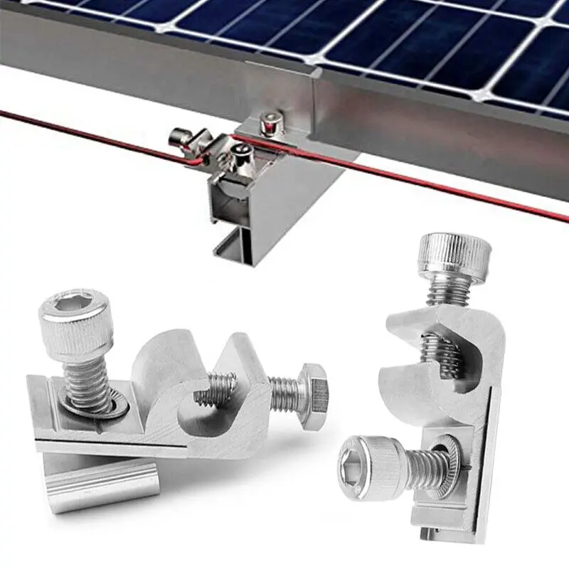 

1/2pc Stainless Steel Corrosion Resistant Solar Ground Grounding Clip Solar Photovoltaic Lightning Protection Grounding Buckles