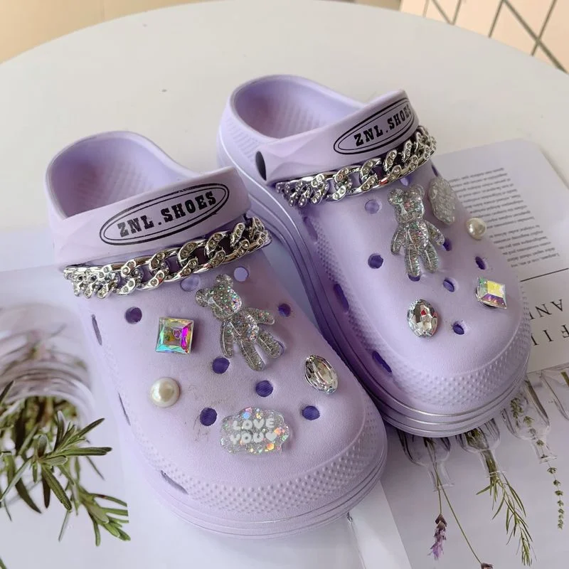 Luxury Quality Chain Shoes Charms for Croc Quality Rhinestone Charms for  Crocs DIY Lovely Cartoon Garden
