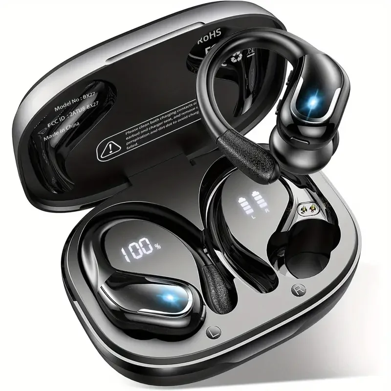 

Bluetooth 5.3 Earphones True Wireless Headphones with Mic Button Control Noise Reduction Earhooks Waterproof Headset for Sports