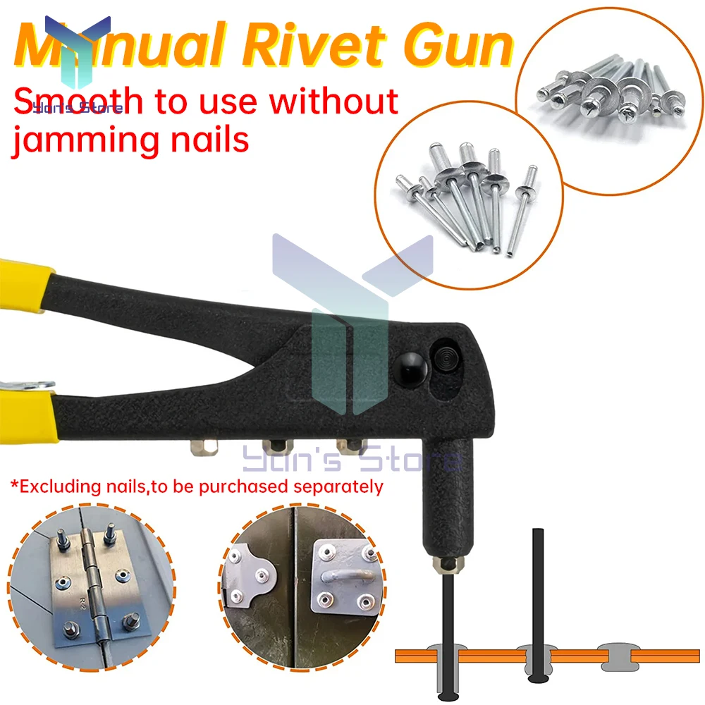 1Pc Single Iron Sheet Riveter Gun Kit 2.4/3.2/4.0/4.8 mm Riveting Head Hand Tool Set Gutter Repair Heavy Duty For Industrial Use