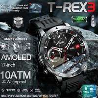 Top-tier T-Rex 3 Military Grade 1000mAh Battery Smart Watch IP68 Waterproof compass HD call AMOLED HD Men Sports Smart Watchs