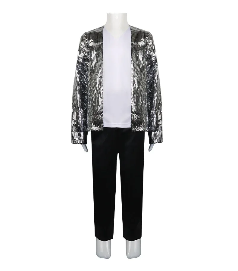 Michael Jackson Dance Black Sequined Suit Performance Show Costume for Kids Adults Jacket Pants At Gloves Glasses Socks Costumes