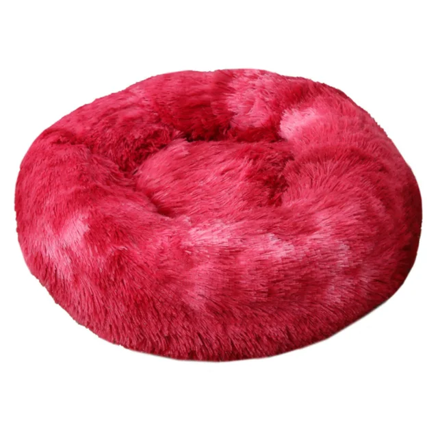 Winter 40/60/80cm Tie-Die Plush Pet Bed House Nest Deep Sleep Super Soft Cat Dog Mat