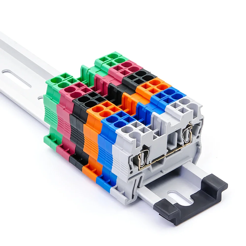Din Rail Terminal Block 10pcs for ST-2.5 Return Pull Type Spring Connection Connector Screwless Copper Wire Conductor 6 Colors ST2.5