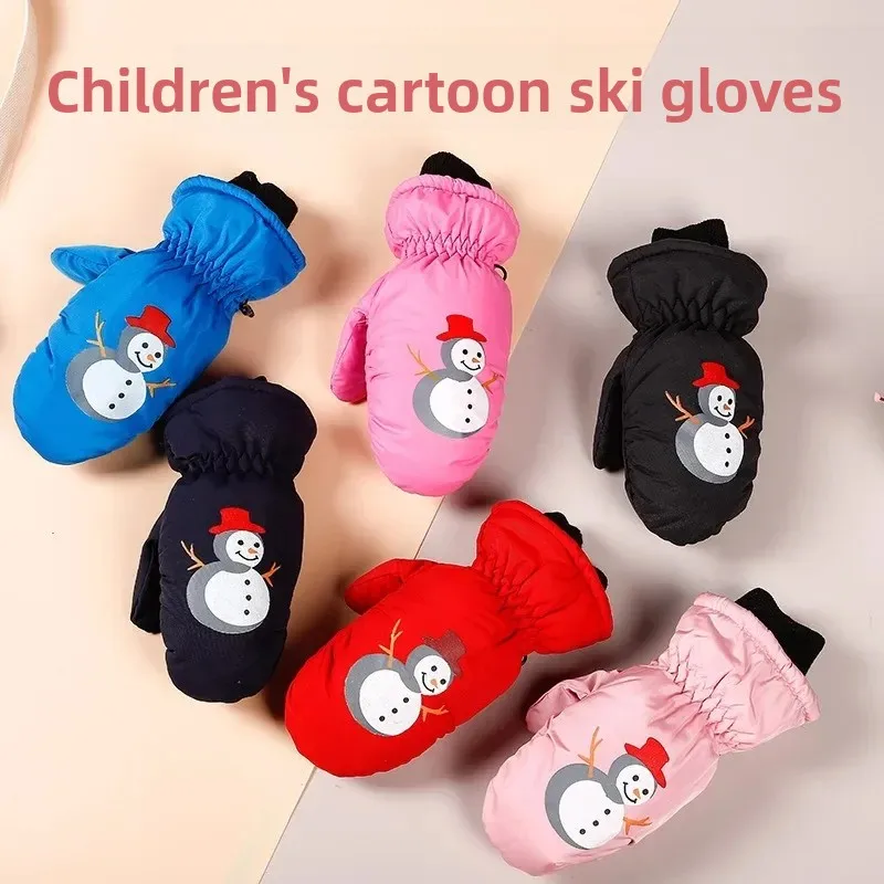 Kids Winter Gloves Warm Thick Windproof Cartoon Full Finger Mittens for Toddlers Boys Girls Soft Fleece Lined Outdoor Snow Play
