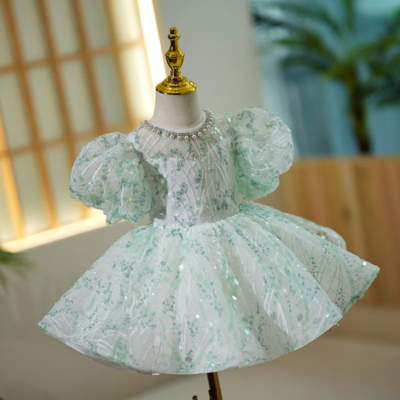 Children's Princess Evening Gown Fashionable Sequin Design Wedding Birthday Baptism Easter Eid Party Girls Dresses