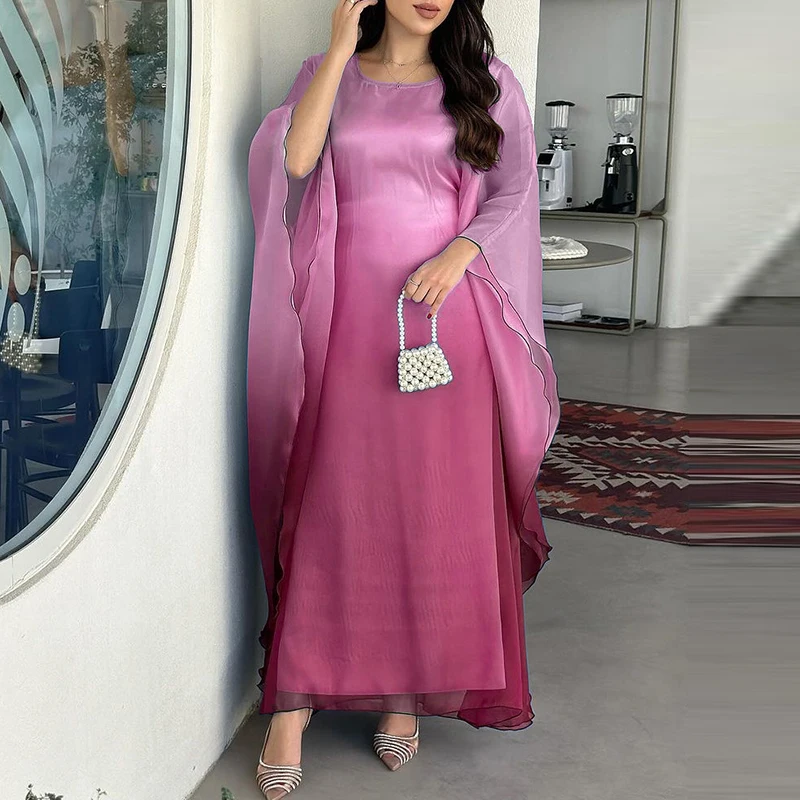 التدرج المطبوعة فضفاضة المرأة مأدبة فستان أنيق س ا...